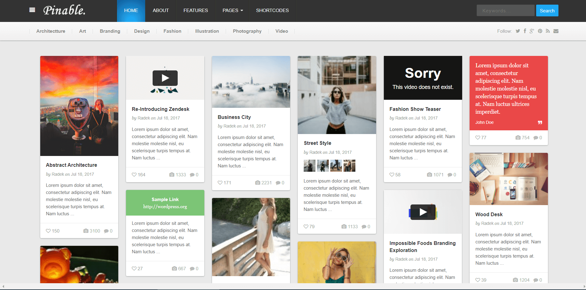 best pinterest-style wordpress themes pinable